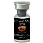 CJC1295 without DAC 5mg vial: 5mg peptide in a clear glass vial with a silver cap. Research use only.