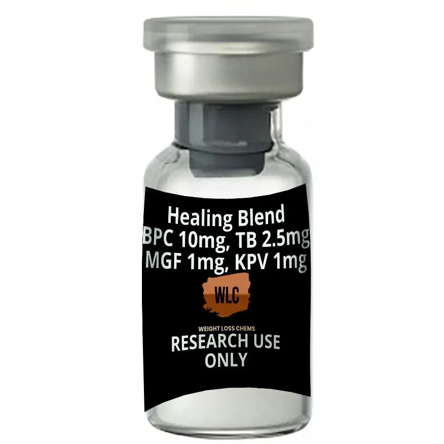 Healing Blend BPC157+TB500+KPV+MGF: Vial of peptide blend for research use only