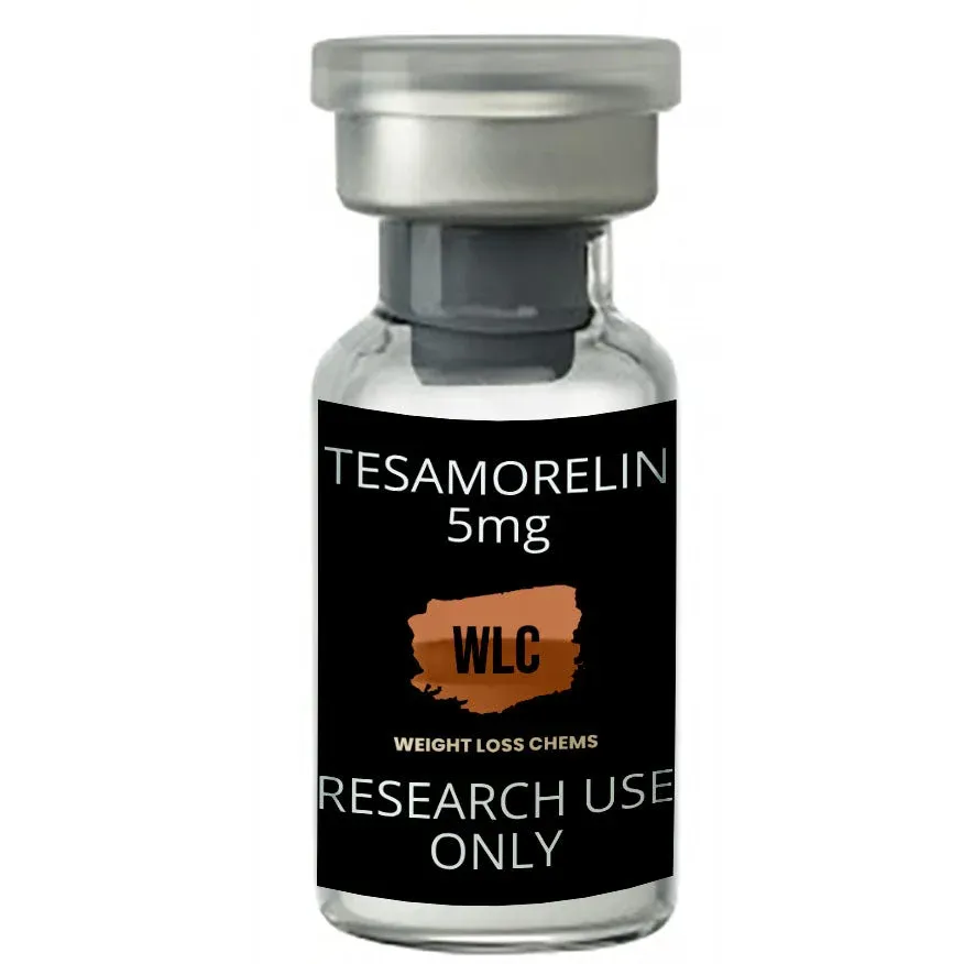 Tesamorelin 5mg vial for research use only. Weight Loss Chems (WLC) product.